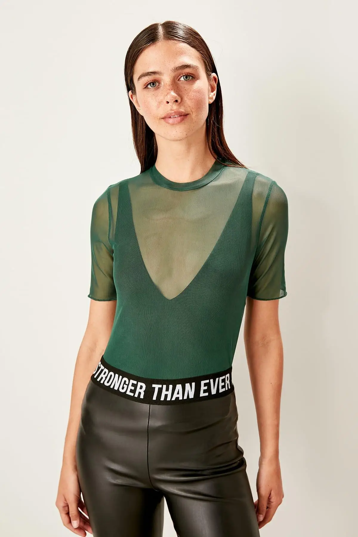 Trendyol Green Tulle Knitted Blouse TWOSS19FV0214 |