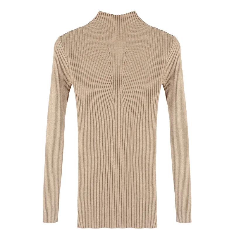 Новинка 2018 Осенний Модный женский свитер Высокоэластичный Однотонный с высоким