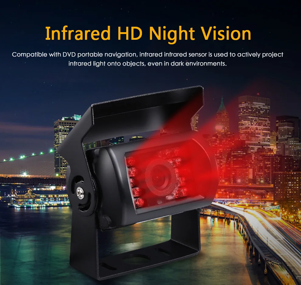 Car IR Night Vision Camera Support Bus LED Rear View Camera HD Monitor for Truck Trailer Park Reversing Camera Auto Accessories