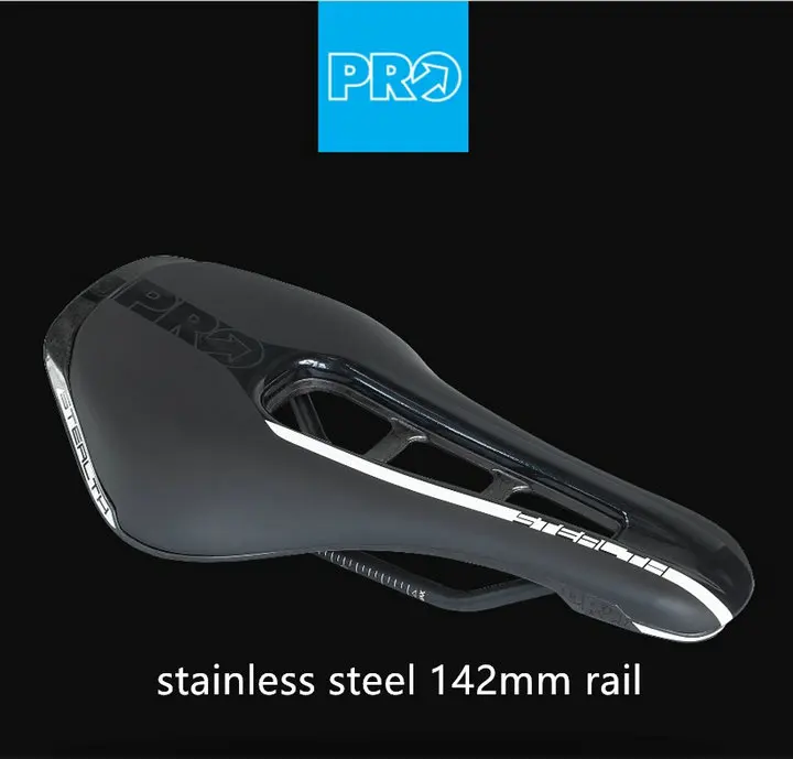 PRO Stealth седло из нержавеющей/углеродистой стали рельсы Дорожный велосипед сиденье 142 мм/152 черный - Цвет: Stainless 142
