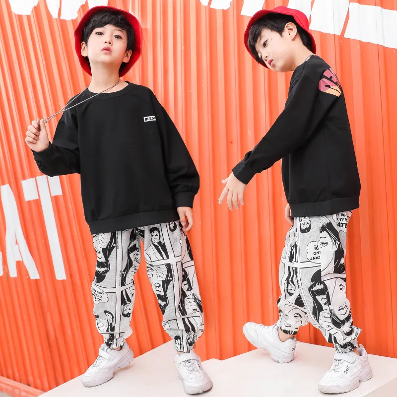 Kid Hip Hop Clothing Casual Shirt Sweatshirt Tops Cartoon Jogger Pants for Girls Boy Jazz Dance Costume Ballroom Dancing Clothes |