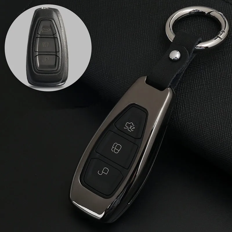 Цинковый сплав + кожаный бумажник remote Key чехол fob в виде ракушки для Ford Focus 3 MK3 ST RS