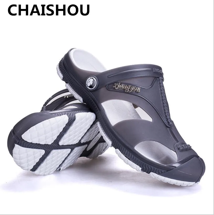CHAISHOU/Новинка мужские летние пляжные шлепанцы с отверстиями дышащая мужская