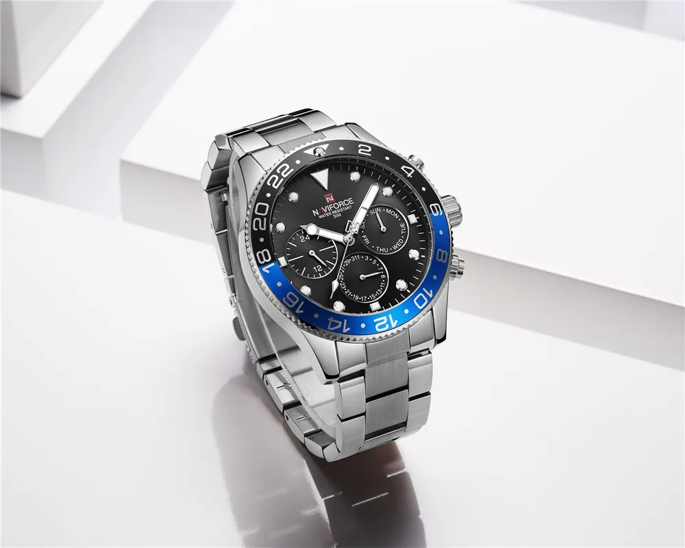 Часы NAVIFORCE для мужчин армейские спортивные кварцевые со стальным ремешком |