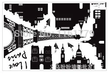 1 комплект 180*60 см виниловые наклейки для гостиной с надписью I Love Paris Эйфелева