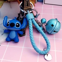 Disney Lilo Stitch Keychain LED Light Sound With Bell Braided Rope Say I Love You Cute Stitch Doll Kids Adult Birthday Gift