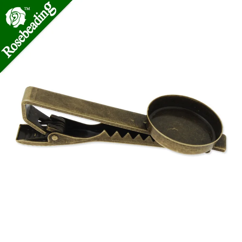 

Tie Clip Bar with 18mm Round deep bezel,deep size about 3.5mm,Brass filled,Antique Bronze plated,10pcs/lot-C4693