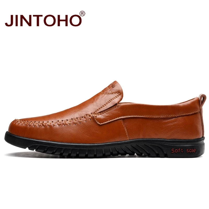 JINTOHO/Мужская обувь из натуральной кожи без застежки; модная мужская удобная обувь; брендовая мужская кожаная обувь; повседневная кожаная обувь для мужчин