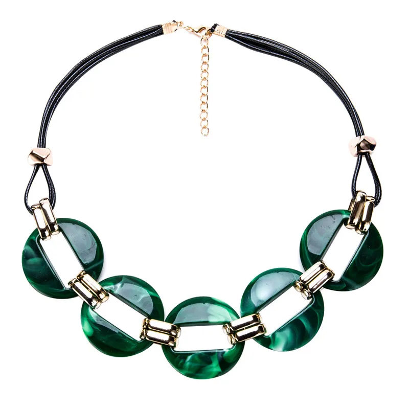 Ahmed New Bijoux Макси массивное ожерелье s Collier модная весенняя акриловая Геометрическая подвеска кожаное ожерелье-ошейник для женщин
