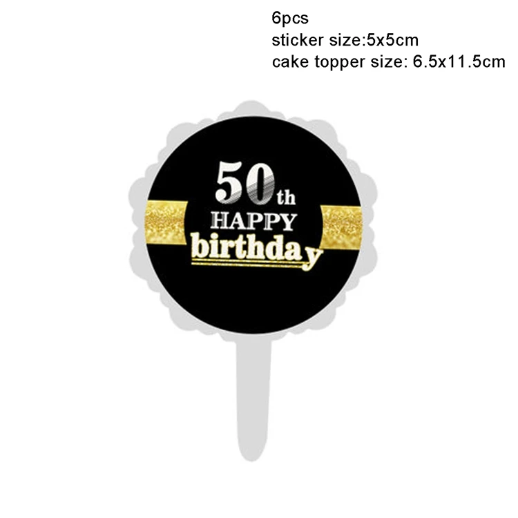 50th birthday LAPHIL 6 шт. 16 18 21 30 40 50 60 70, 80, 90, день рождения торт Топпер Happy День рождения украшения для взрослых Юбилей вечерние свадебные сувениры - Цвет: 50th birthday