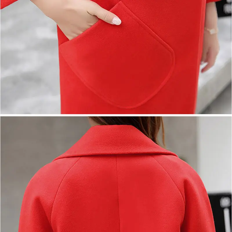 

2018 Autumn Winter New Women's Korean Long Woolen Coat Solid Color Single Button Loose Plus Size Fashion Wool Jacket LQ277