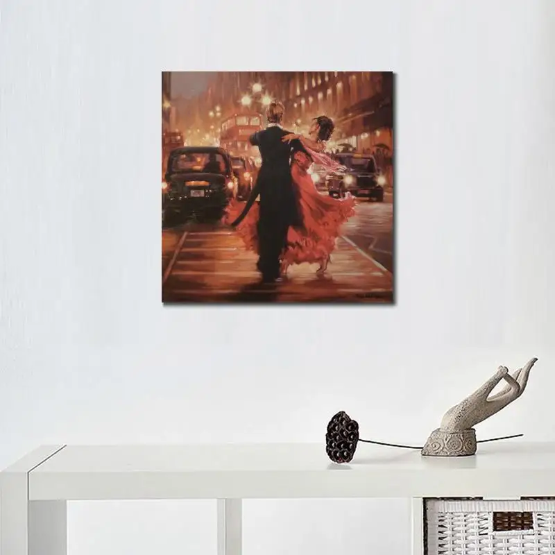 Kopen Wall Art Hand Geschilderde Portretten Schilderijen Olie Op Canvas Romantiek In De Stad