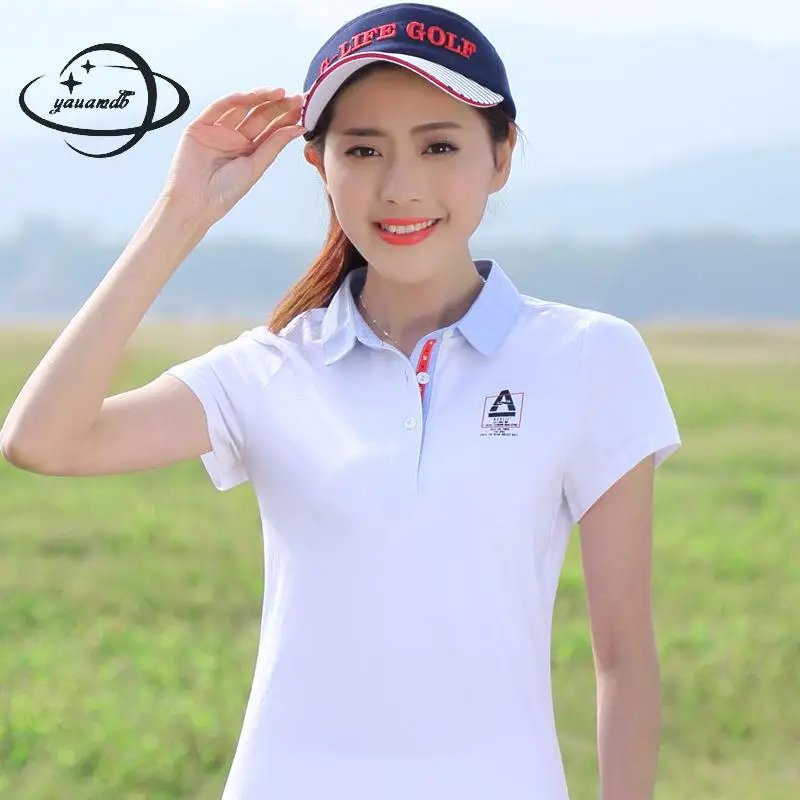YAUAMDB women polo shirts summer M-4XL female tops print tees clothing short sleeve slim fashion casual ladies clothes ly46