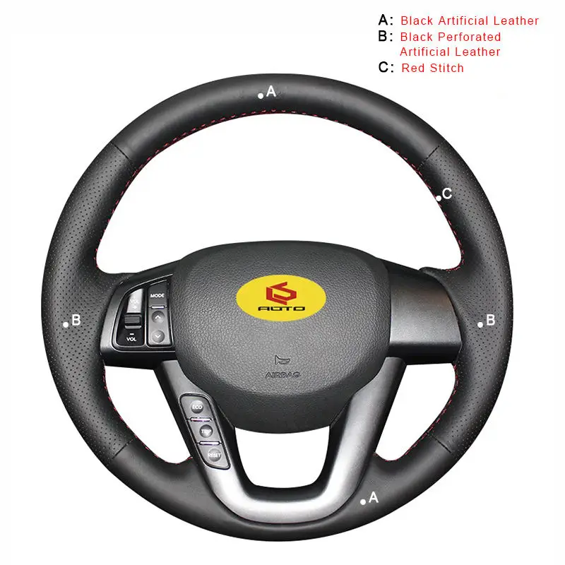 Artificial Leather Чехлы рулевого колеса автомобиля для Kia K5 2011 2012 2013 Kia Optima ручной сшитый интерьер Авто оплетка на руль крышка - Название цвета: Artificial Leather