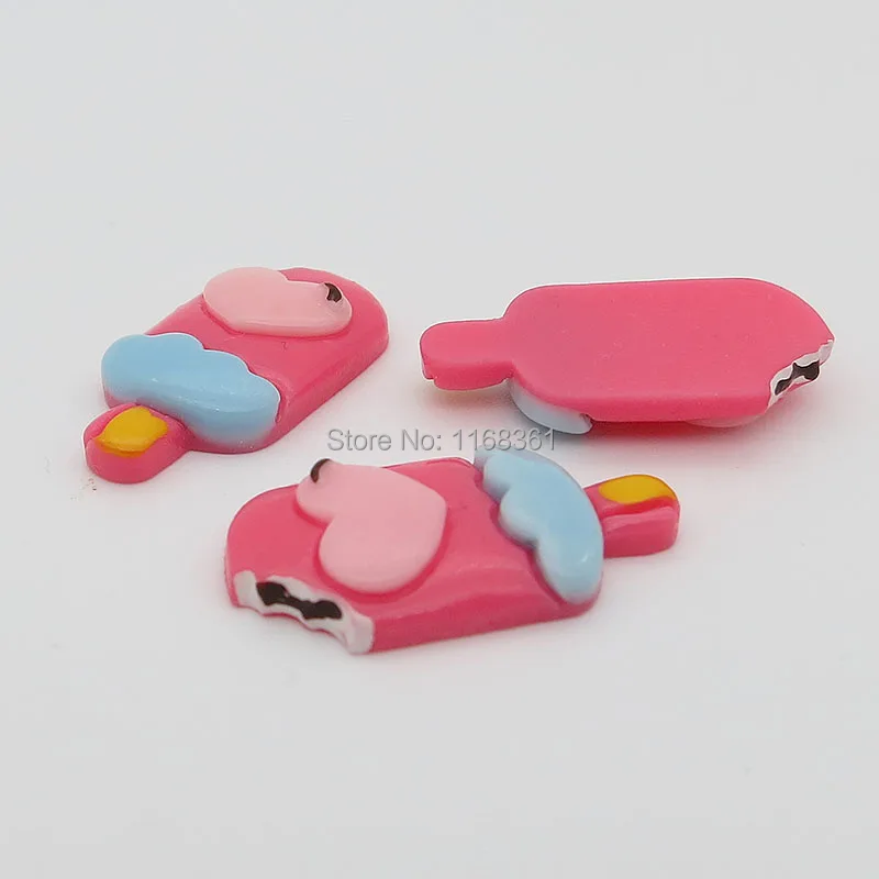 1 шт./лот резиновая плоская задняя часть ярко-розовая любовь мороженое 24 мм