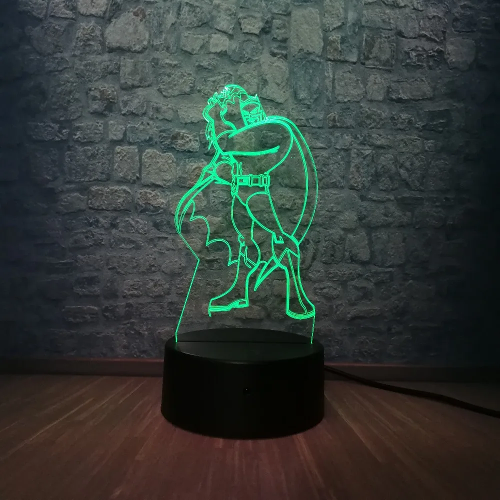 Marvel мультяшный рисунок Бэтмен 3D светодиодный светильник RGB Blub 7 цветов ночной