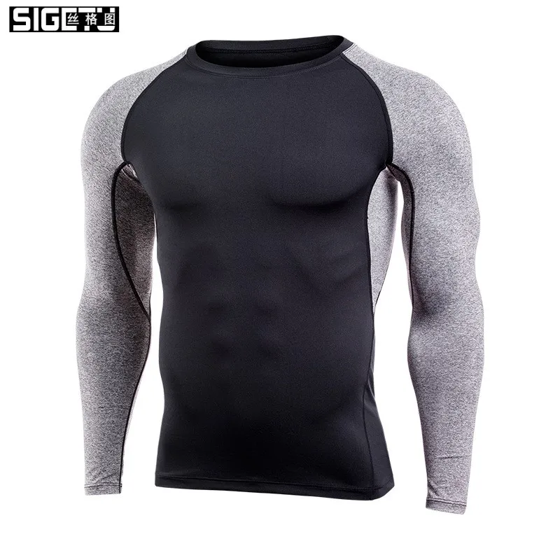 Мужская быстросохнущая компрессионная рубашка Rashguard для бега с длинным рукавом и
