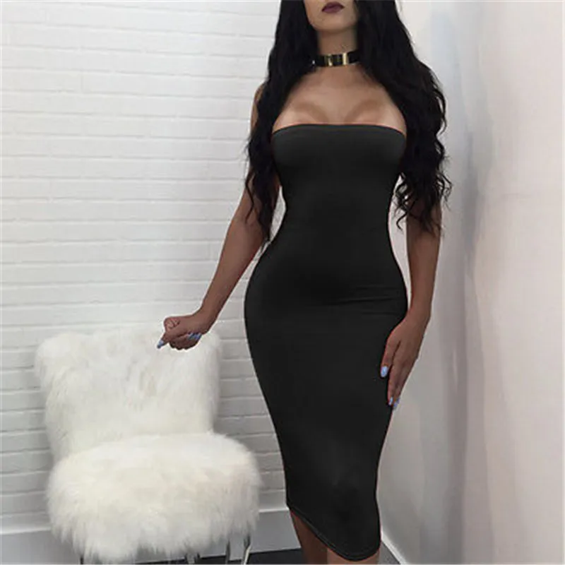 Пикантные модные женские туфли платье 2017 с плеча облегающее платье‑бандо