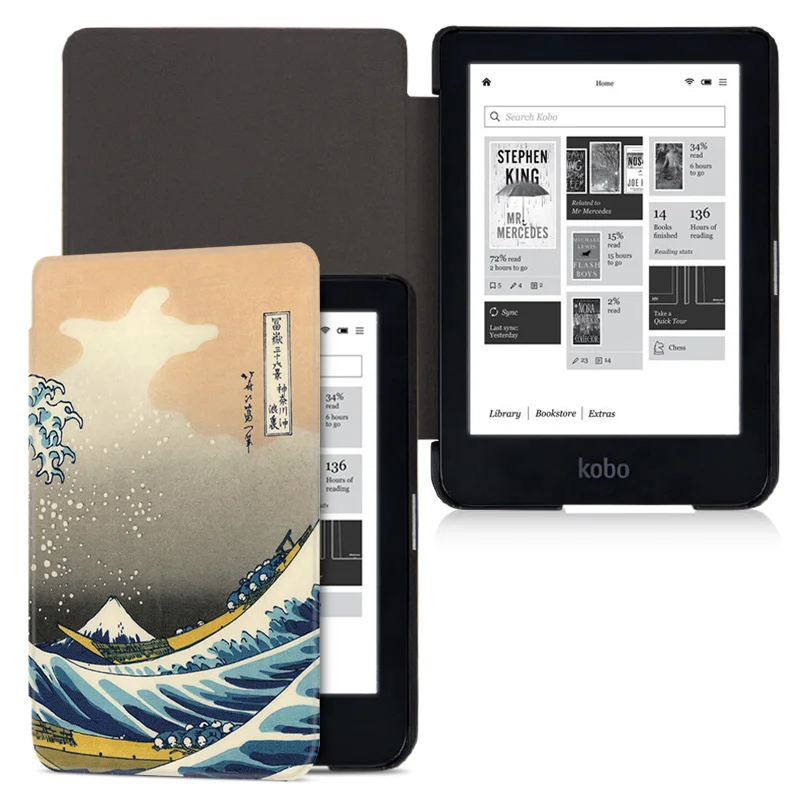 Магнитный чехол AROITA Smart Cover, новинка, 6 дюймов, Kobo Clara, HD, E-reader, с функцией автоматического пробуждения/сна, для kobo clara, hd, Ультратонкий чехол - Цвет: Surfing