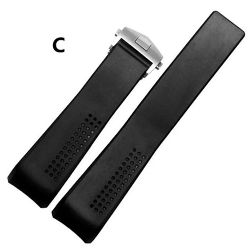 20mm 22mm 24mmm For TAG Top Rubber Silica Gel Watch Bands Strap Watchband Fold Butterfly Stainless Steel Clasp