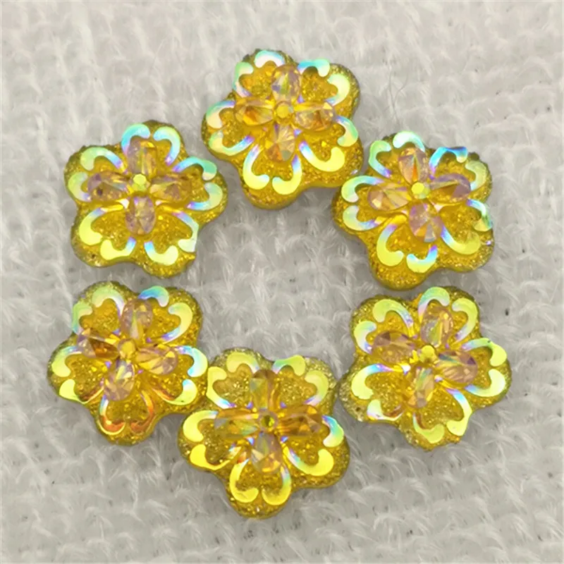 

DIY 80PCS 12mm AB flower Resin Rhinestone Flatback Scrapbooking Phone Case craft