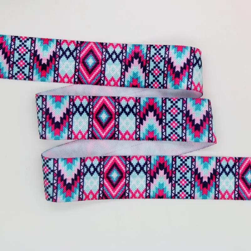 Повязка на голову с принтом Павлин 25 мм|fold elastic|printed foe elasticfoe printed |