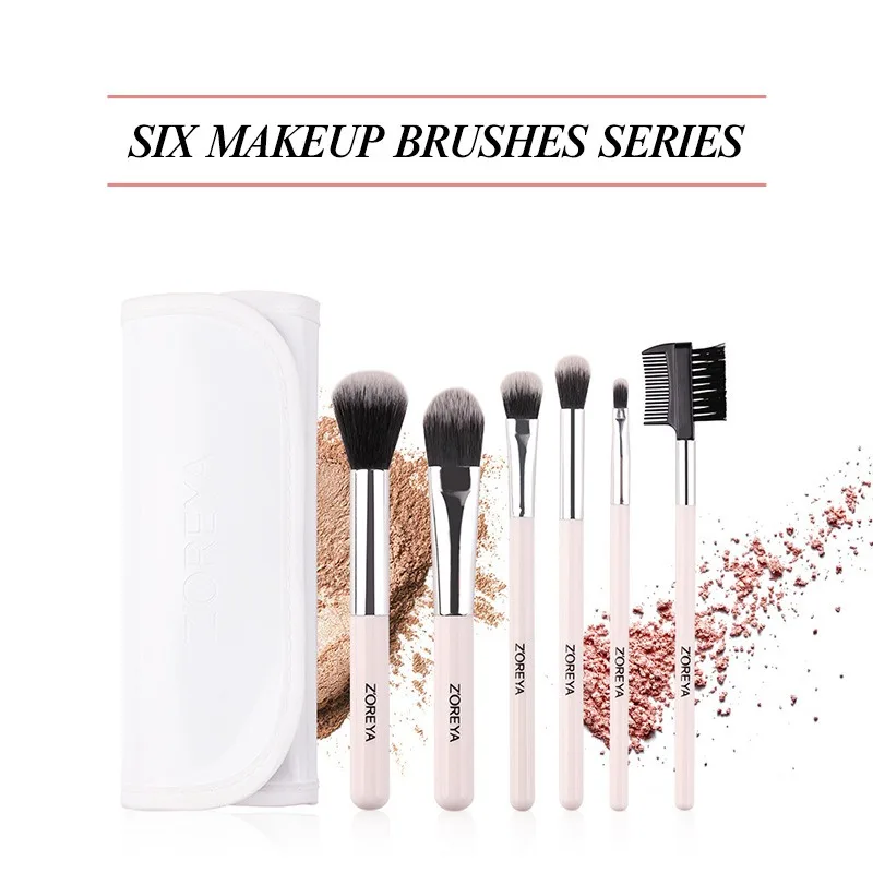 6 шт./компл. кисти для макияжа искусственное волокно волос деревянной ручкой