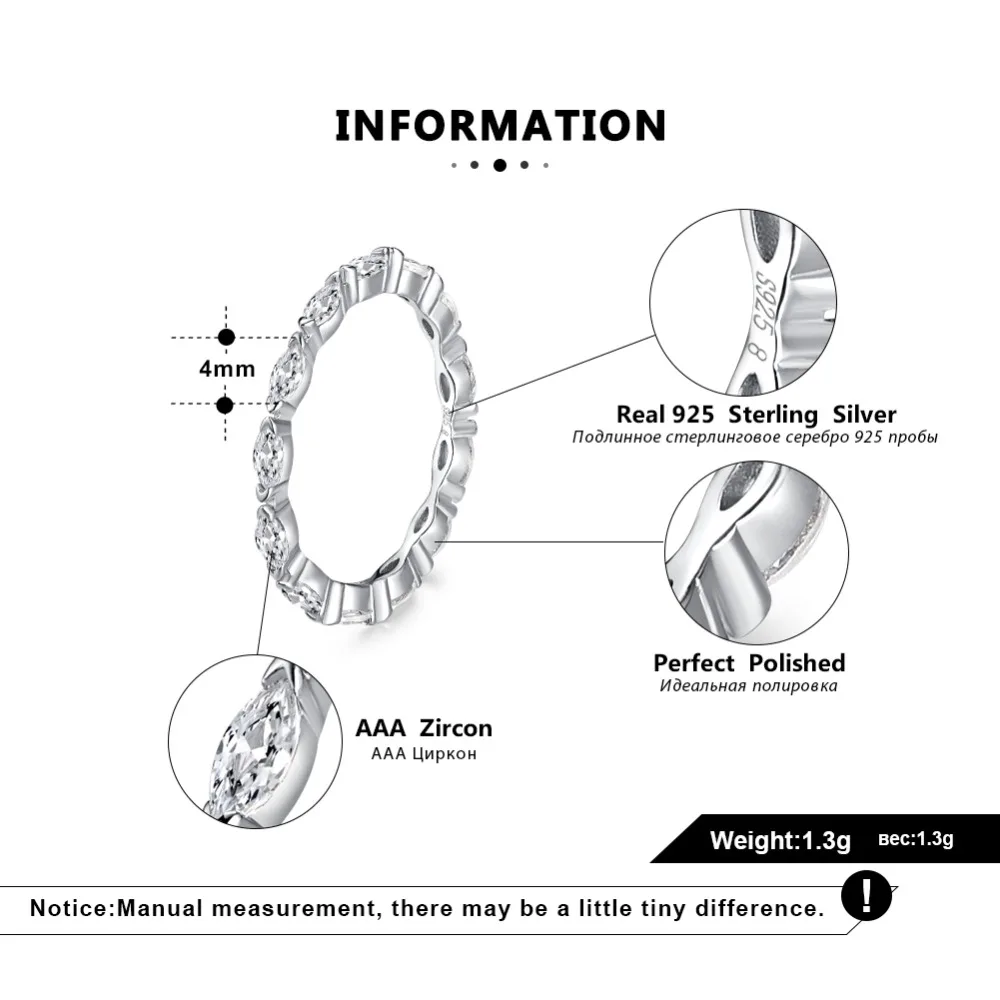 ORSA JEWELS Настоящее 925 Серебряное кольцо классический стиль кольца вечности для помолвки и свадебной вечеринки Трендовое ювелирное изделие ASR71