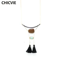 chicvie 2018 new charm women tassel pendant necklaces long necklace beads solid wood inlaid necklace snake skin chain sne170055