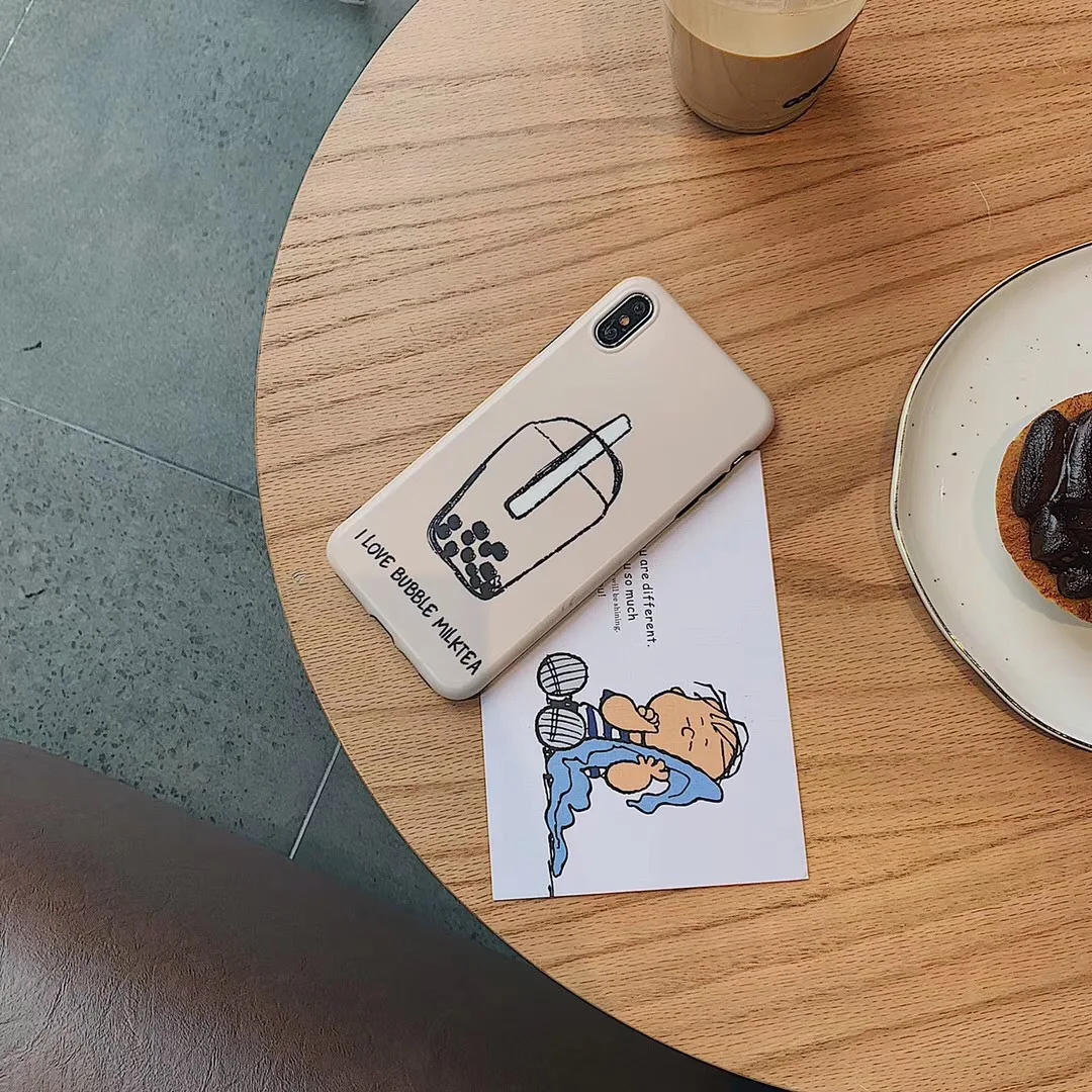Чехол для телефона I Love Bubble Milk Tea iPhone 11 12ProMax XS MAX XR Capa мягкая задняя крышка из ТПУ X 8