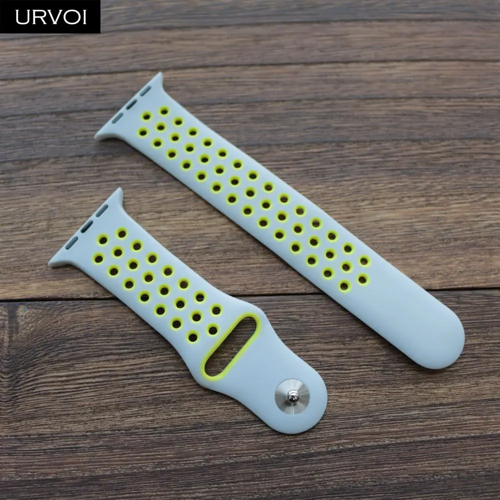 Спортивный ремешок URVOI для Nike+ apple watch серии 432 силиконовый ремешок для iwatch гибкий дышащий официальный цвет 38 42 40 44 мм - Цвет ремешка: Grey Volt