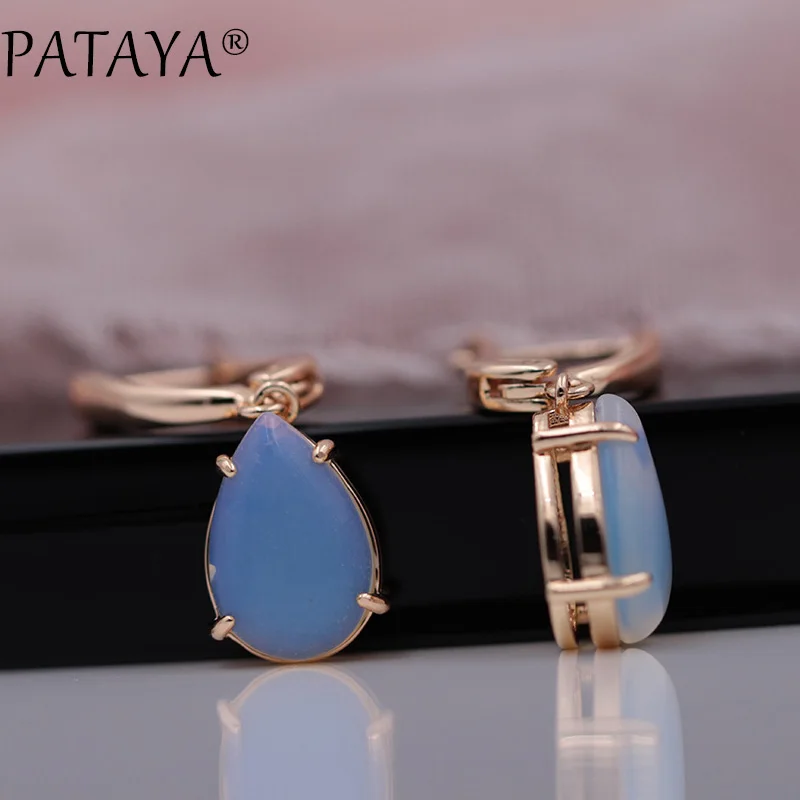 PATAYA, Новое поступление, оникс, в полоску, капля воды, натуральный камень, длинные свисающие серьги, 585, розовое золото, для женщин, для свадьбы, вечеринки, ювелирное изделие, подарок
