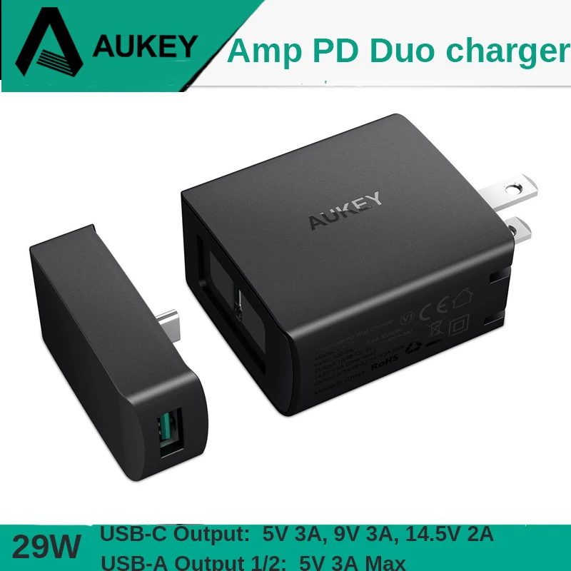 AUKEY быстрое зарядное устройство с 3 портами 29 Вт PD 2 0 USB Тип C + 3A для Samsung Galaxy Xiaomi