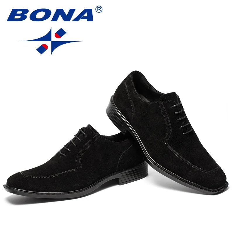 BONA/ модный стиль; Мужская официальная обувь; Мужские модельные туфли из коровьей замши; мужские офисные туфли с квадратным носком; быстрая мягкая обувь;