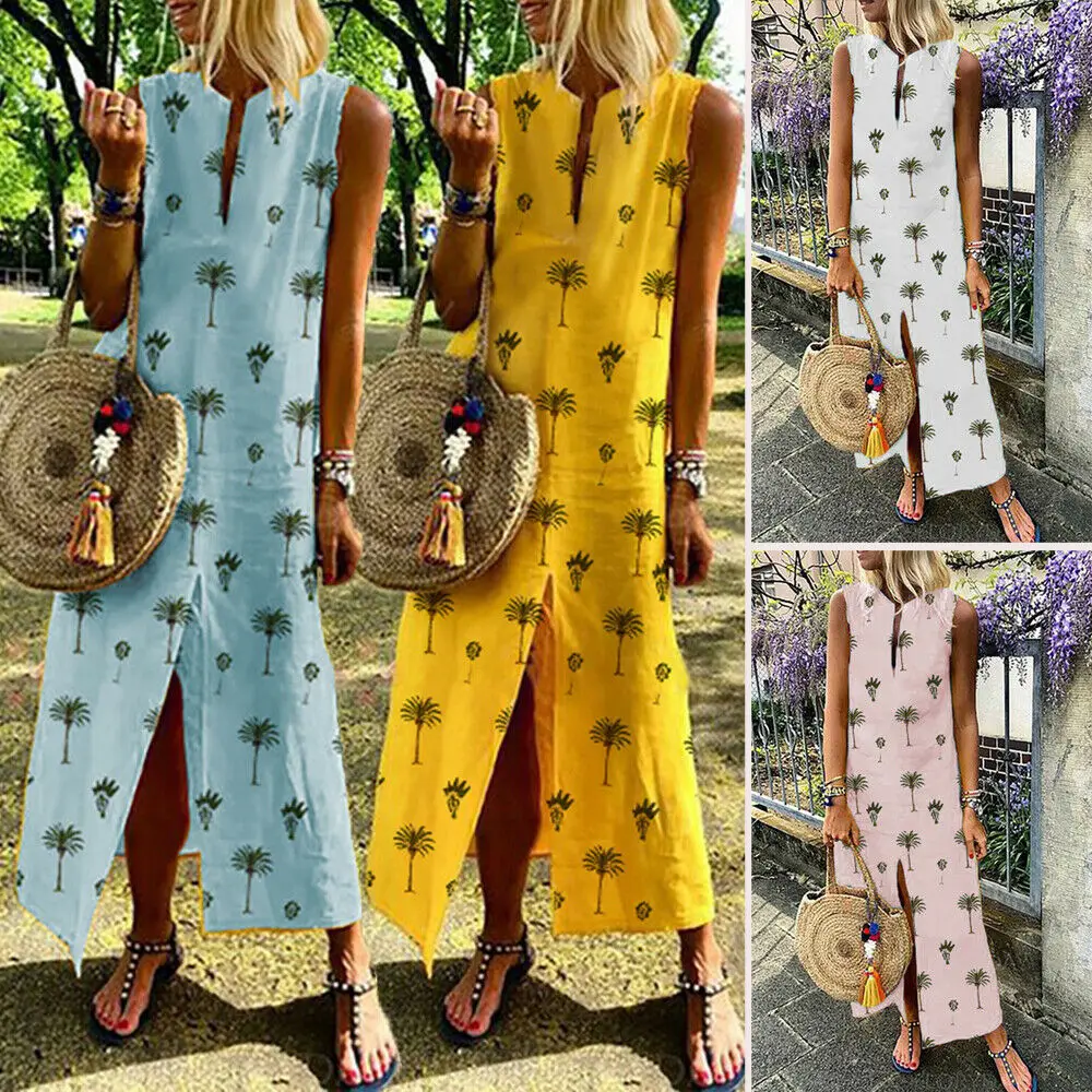 Женское прямое платье без рукавов с v образным вырезом повседневное длинное