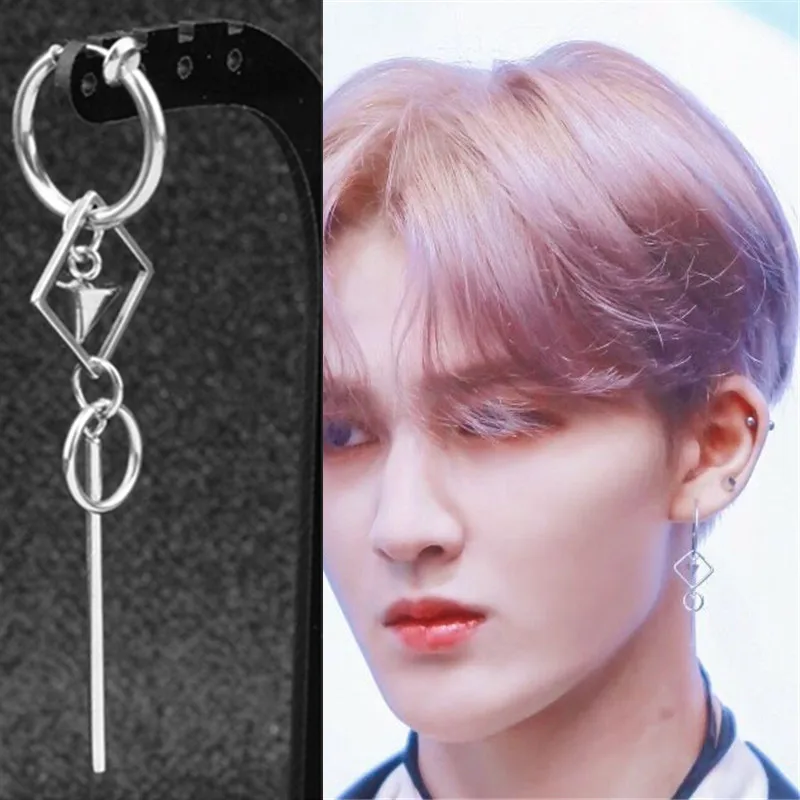 Корейские серьги KPOP DNA в стиле панк для мужчин асимметричные ювелирные изделия