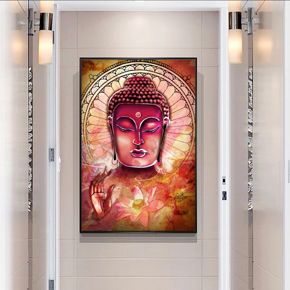 Настенные художественные картины Будды на холсте абстрактные буддистские