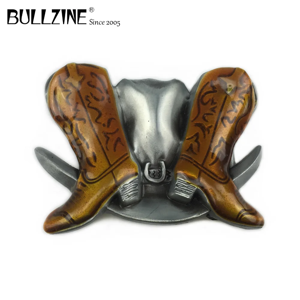 Оптовая продажа ковбойские сапоги Bullzine в западном стиле пряжка ремня с оловянной