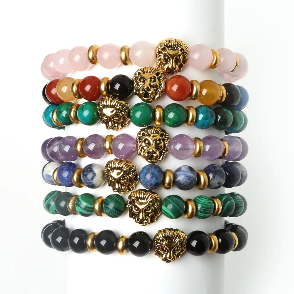 Античный Золотой/серебристый винтажный брелок-Чарм в форме головы льва браслет