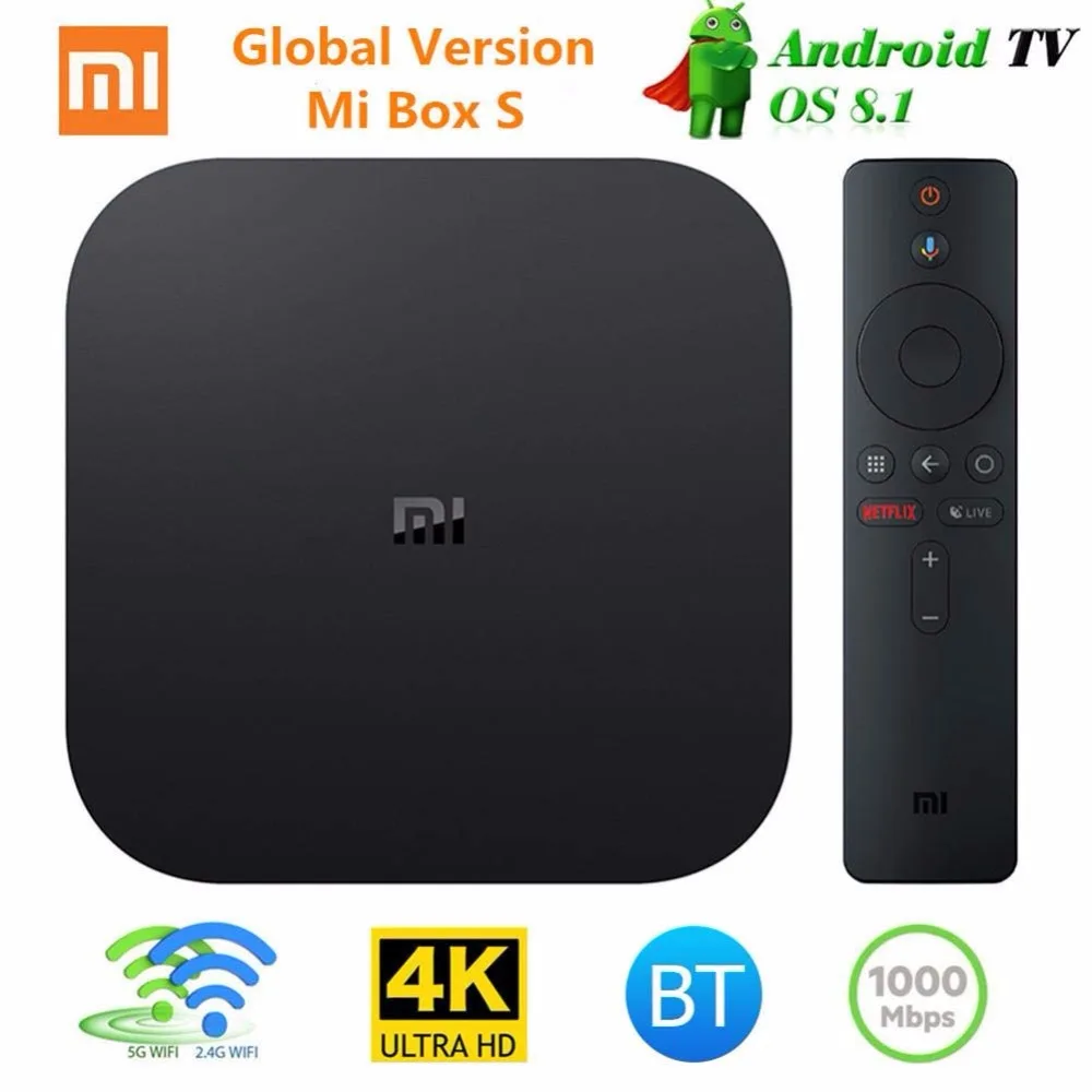 Xiaomi mi tv Box S глобальная версия 4K HDR Android tv Box HD 2G 8G wifi mi Box Google Cast Netflix телеприставка медиа плеер 1000Mbp