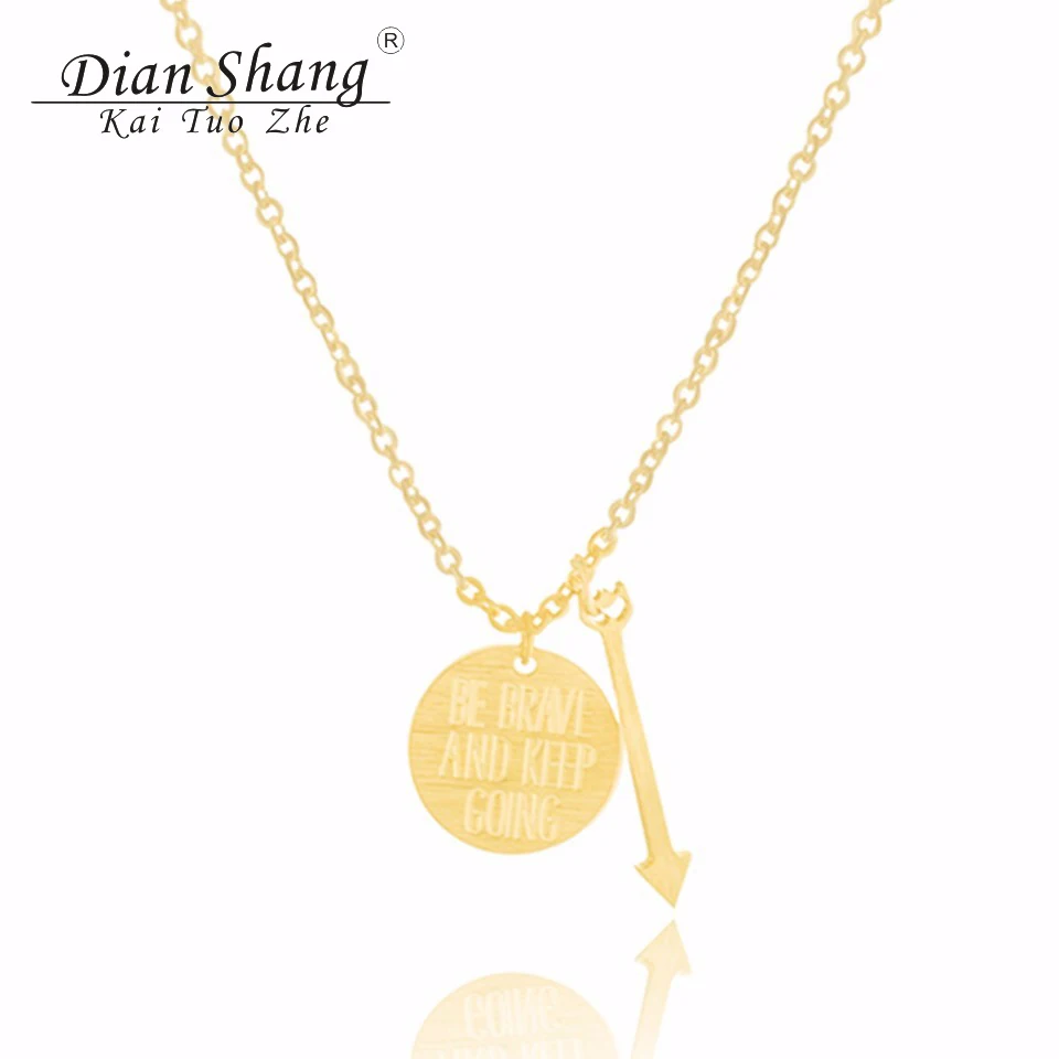 DIANSHANGKAITUOZHE Wholesale 10pcs Be Brave And Keep Going with Arrow Choker Necklace Tattoo Jewelry For Women Gift Daughter|unique jewelry|jewelry