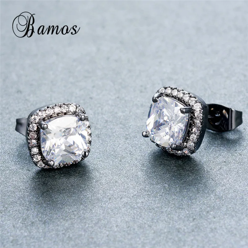 Женские серьги гвоздики из циркония с золотым и черным покрытием|stud earrings|zircon stud