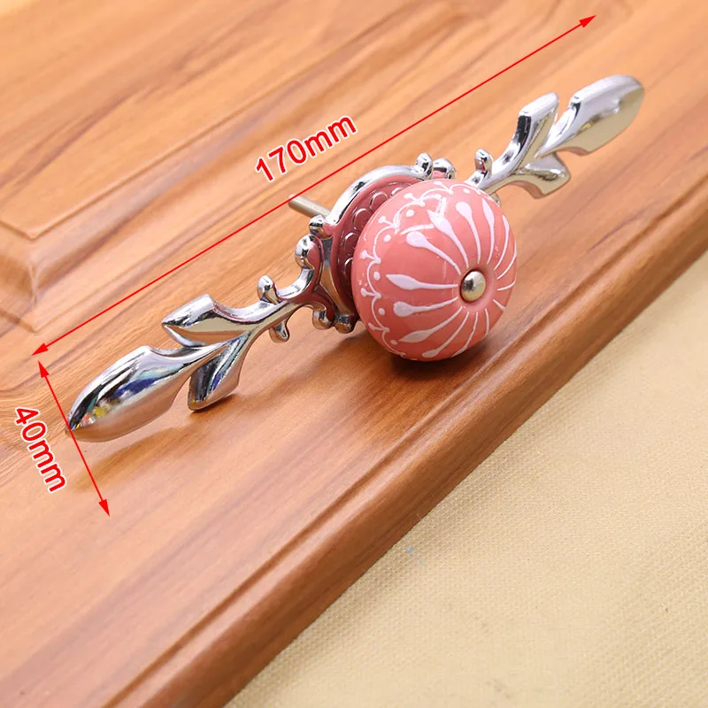Pink 170mm KAK 40 мм Ручная роспись художественные керамические ручки для шкафа с основанием и ручки для мебели для детей кухонные ручки для шкафа - Цвет: Pink 170mm