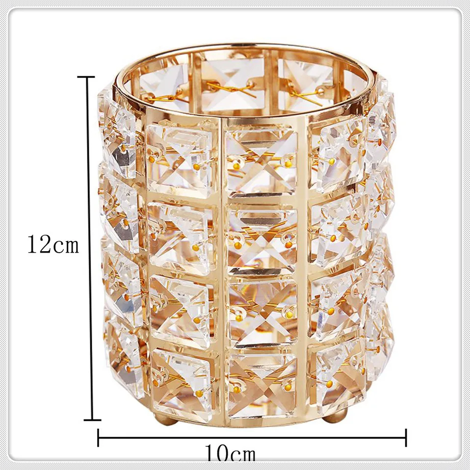 Msjo Makeup Organizer European Crystal Design Cosmetic Brush Makeup Holder Pencil Bucket Pen Storage Rack Container Storage Box