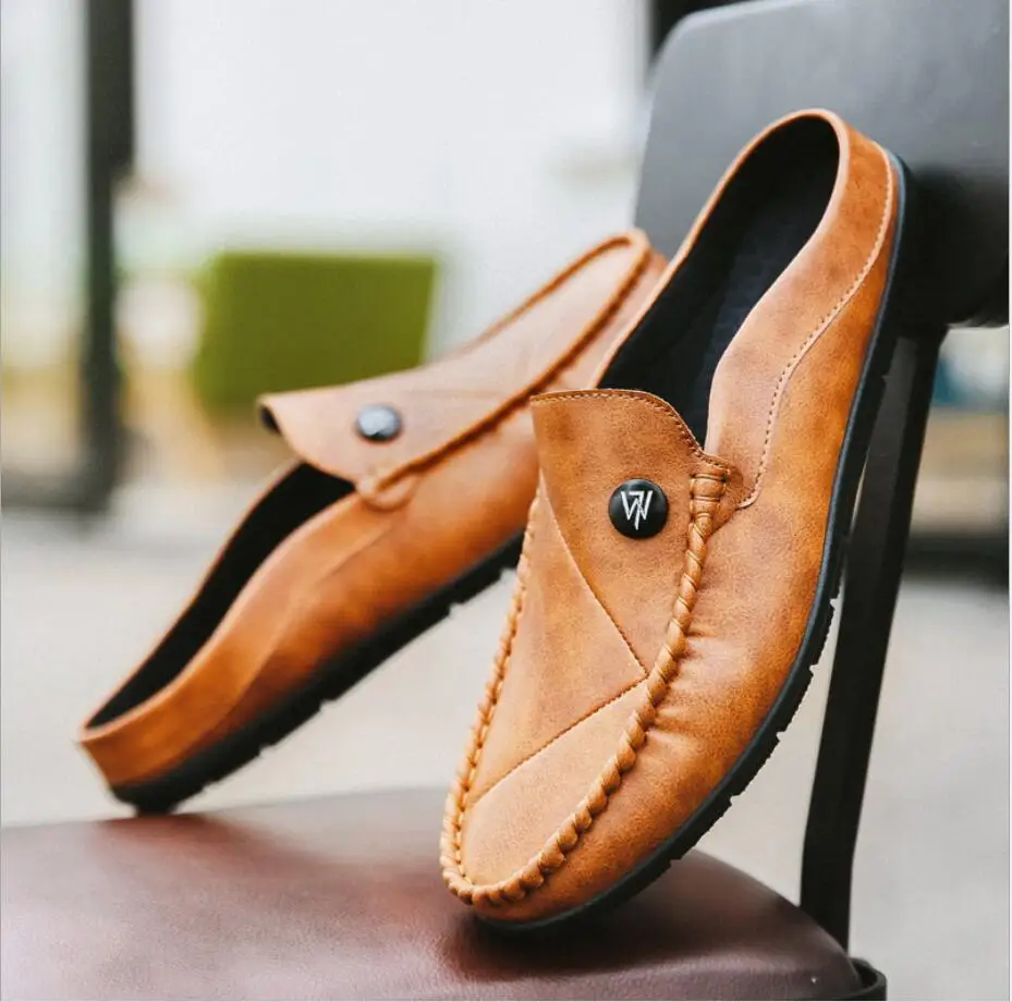 2018 Новая Летняя мужская обувь модные индивидуальные кожаные Тапочки