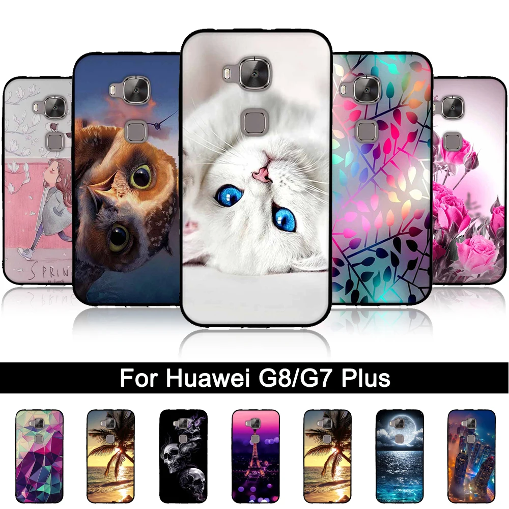 Чехлы из ТПУ для Huawei G8 G 8 мягкий силиконовый чехол накладка G7 Plus 3D рельефные Ascend GX8