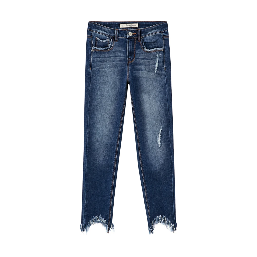 Джинсы METERSBONWE женские зимние с краями по краю|Узкие джинсы| |