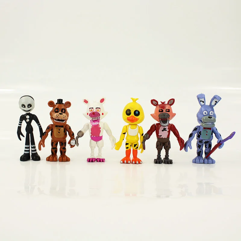 6PCS-B 5 шт. 12 шт. Five Nights At Freddy's Набор фигурок Бонни Фокси Фредди Fazbear фигурка медведя игрушки и черный мешок - Цвет: 6PCS-B