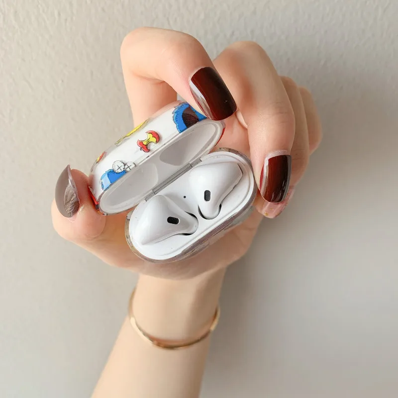 Жесткий прозрачный чехол для наушников AirPods 1/2 с милым мультяшным принтом Улица