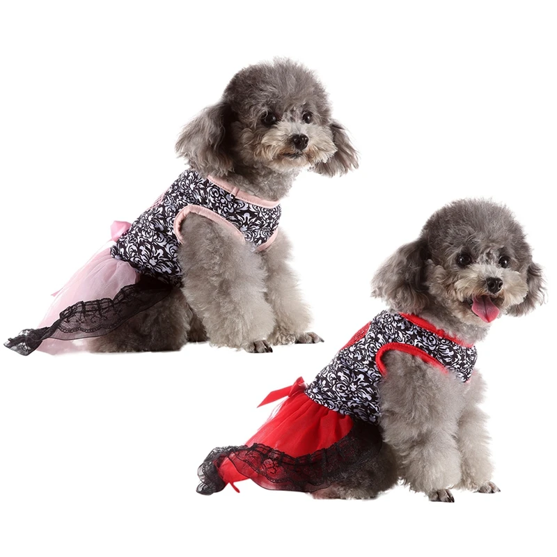 Весенне летние платья для собак хлопковое платье розового цвета с сердечками